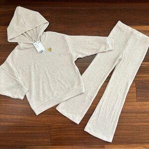 BNWT H&M Ribbed Hoodie and Flared Leggings Set